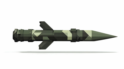 Poster - A stylized 3D model of a military missile in camouflage colors.