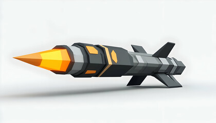 Poster - A stylized, futuristic missile with a pointed tip and angular design.