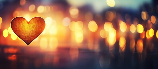 Aufkleber - Heart-shaped bokeh in a blurred background creating a romantic and dreamy atmosphere for Valentine's Day or love-themed designs.