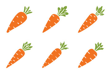 Wall Mural - carrot with leaves outline silhouette icon set on white background