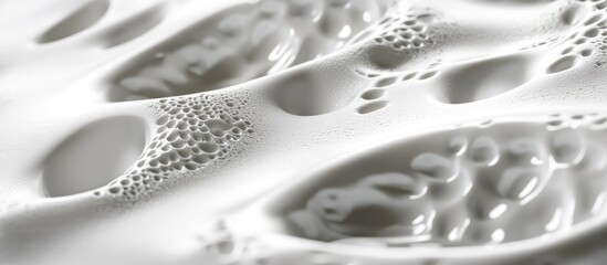 Poster - Close up of unique textured patterns on a white surface showcasing bubbles and irregular forms in a minimalist style