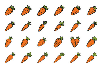 Wall Mural - carrot with leaves outline silhouette icon set on white background