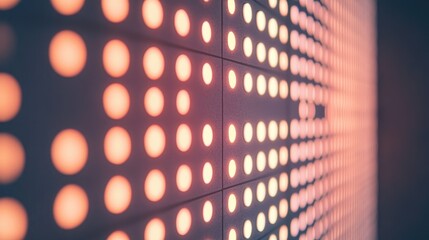 Poster - close up of led panel light with vivid dot pattern against a wall background