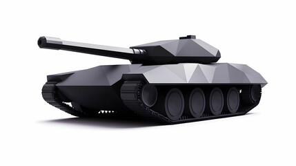 Poster - A stylized, geometric tank model designed for graphic representation and digital use.