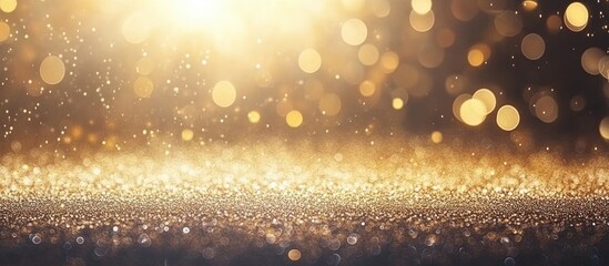 Poster - Golden sparkling bokeh background with blurred lights creating a festive and vibrant design backdrop for celebrations and events