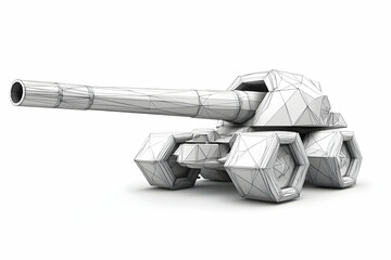Poster - A geometric representation of a tank in a low-poly style.