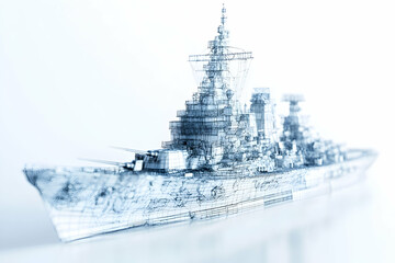 Poster - A wireframe representation of a ship, showcasing its intricate design and structure.