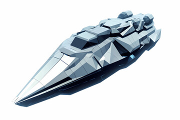 Poster - A stylized, low-poly spaceship design with a sleek, futuristic shape.