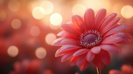 Poster - Close up of vibrant pink flower with soft bokeh background creating a serene spring atmosphere perfect for nature themed designs