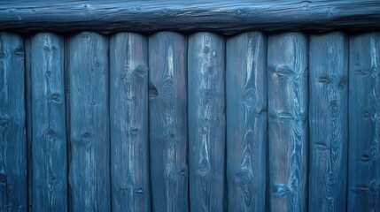 Aufkleber - Weathered wood texture in shades of blue, featuring horizontal planks and round logs, ideal for rustic backgrounds and design projects.