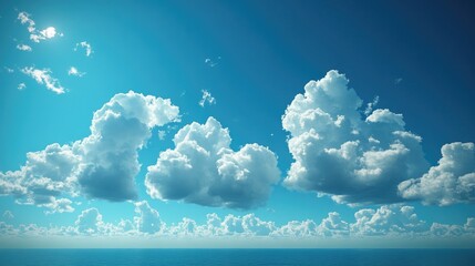 Aufkleber - Clear blue sky with fluffy white clouds ideal for industrial or commercial design backgrounds and creative projects