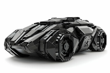 Poster - A sleek, futuristic black vehicle with angular design and large wheels.