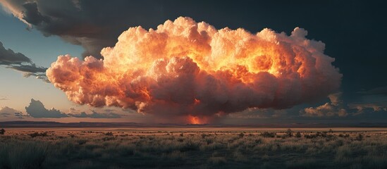 Wall Mural - vibrant sunset cloud formation illuminating the evening sky with a stunning display of colors and dr