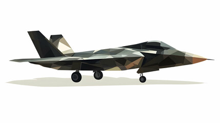 Poster - A stylized polygonal representation of a military aircraft on a white background.
