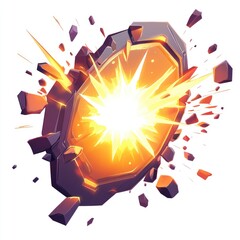Wall Mural - bright explosion breaking rock.