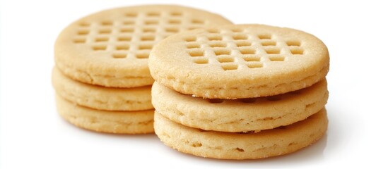 Canvas Print - Stacks of delicious homemade cookies on a clean white background perfect for baking and dessert promotion concepts