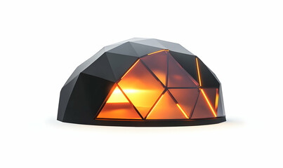 Poster - A geometric dome structure with illuminated triangular panels, suggesting warmth and innovation.