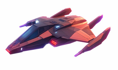 Poster - A sleek, futuristic spaceship design with vibrant lighting effects.