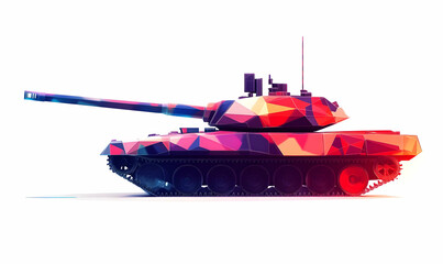 Poster - A stylized polygonal tank illustration in vibrant colors.