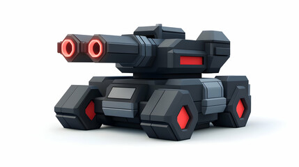 Poster - A stylized, futuristic tank with dual cannons and a sleek design.