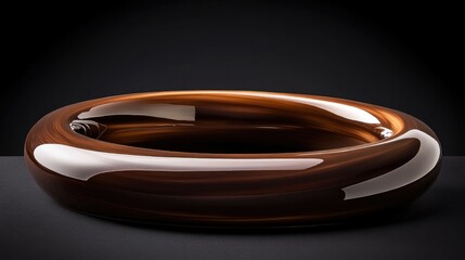 Aufkleber - Abstract polished wooden sculpture with smooth curves showcasing craftsmanship and elegance against a dark background.