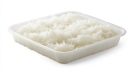 Poster - Traditional rice noodles displayed in a white tray ready for cooking or serving in Asian cuisine dishes.