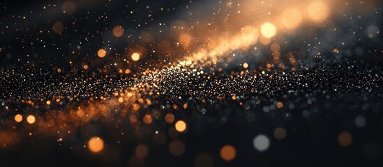 Poster - Golden and silver shimmering particles on a dark background celebrating the festive spirit of New Year and new beginnings