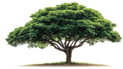 Irvingia malayana tropical tree showcasing lush green foliage isolated on a white background ideal for nature and botanical themes.