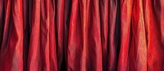 Aufkleber - Theater stage red curtains draping elegantly in a dramatic presentation of performing arts and entertainment setting.