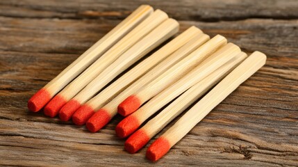 Poster - Matches arranged creatively resembling a toy firearm on a rustic wooden surface ideal for playful, artistic themes and concepts.