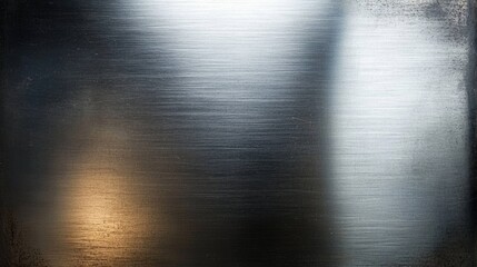 Poster - Brushed steel plate texture with subtle light reflections creating a modern metallic background for design projects.