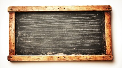 Poster - Rustic wooden framed chalkboard with a blank surface on a clean white background ideal for educational or creative purposes