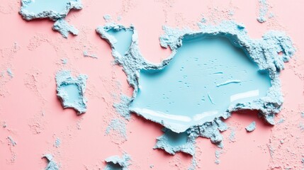 Poster - Blue paint splatters on a textured pink background creating an artistic and vibrant visual composition for creative design projects