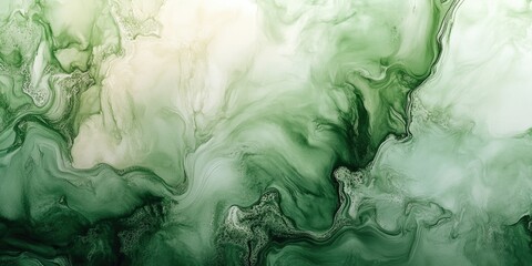 Wall Mural - Green and White Painting Close Up