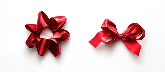 Aufkleber - Elegant red celebration ribbons displayed on a clean white background for festive gift wrapping and holiday decorations.