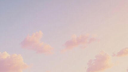 Fototapete - Calm golden hour sky with soft pastel clouds ideal for background editing and creative projects during sunset hours