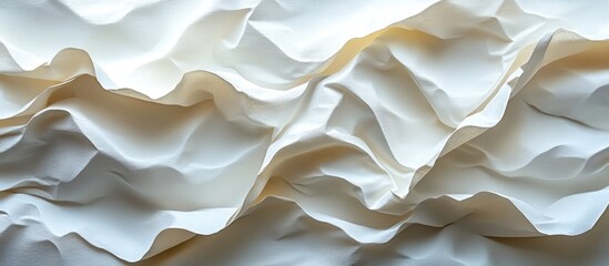 Poster - Crumpled white paper texture background for design and creative projects with an elegant and soft visual appeal.
