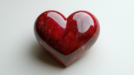Poster - Red heart-shaped object isolated on clean white background symbolizing love and affection for decorations and artistic representations