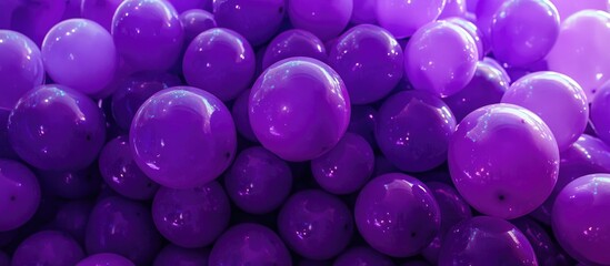 Poster - Vibrant collection of purple balloons creating a festive and joyful atmosphere perfect for celebrations and party decorations.