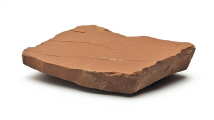 Leinwandbilder - Red shale rock specimen isolated on white background showcasing natural textures and earthy tones perfect for geology and nature-related projects