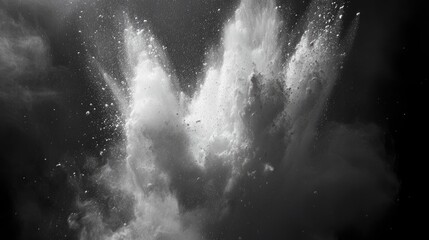Leinwandbilder - Dramatic powder explosion capturing white dust particles bursting isolated on black background for artistic and creative design uses