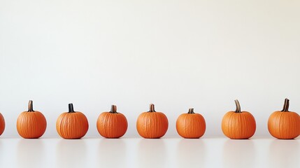 Aufkleber - Row of miniature pumpkins on a white background showcasing autumn harvest and seasonal decoration themes for fall celebrations