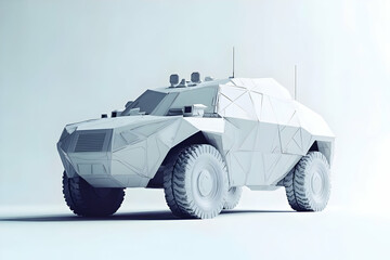 Poster - A geometric, low-poly armored vehicle designed for futuristic military or transport purposes.