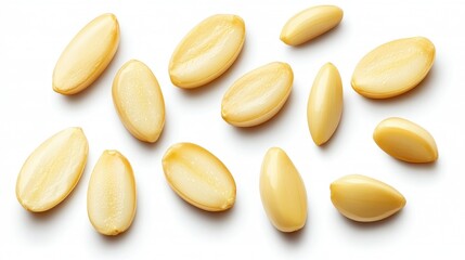 Poster - Fresh garlic cloves whole and sliced arranged on a white background showcasing their texture and color in a clean modern style.
