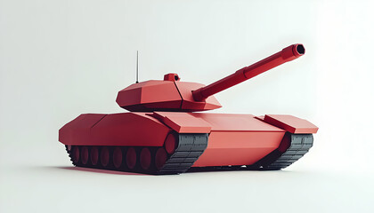Poster - A stylized red tank model displayed against a simple background.