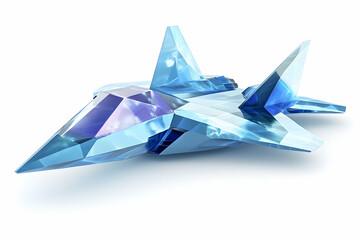 Poster - A stylized, crystal-like blue jet model showcasing futuristic design and aesthetics.