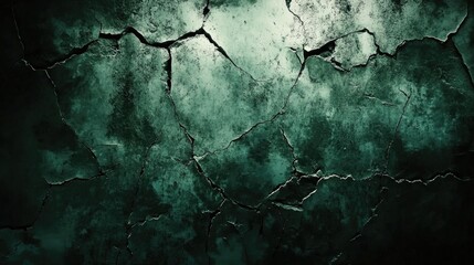 Poster - Cracked wall background with a textured grunge finish in dark hues ideal for industrial and abstract design projects