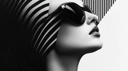 Poster - Elegant blode in geometric black and white background