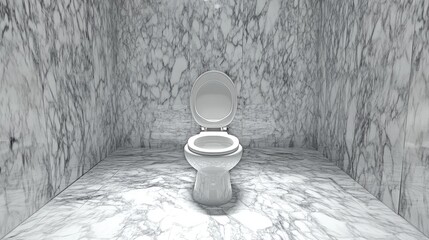 Fototapete - Elegant marble tiled bathroom featuring a modern toilet with a sleek design and minimalistic interior aesthetics.