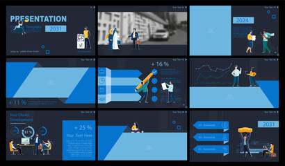 Business presentation, financial success, powerpoint, launching a new business project in Dubai. Infographic design template, elements, set. Team of people create a business with an Arab sheikh.Vector